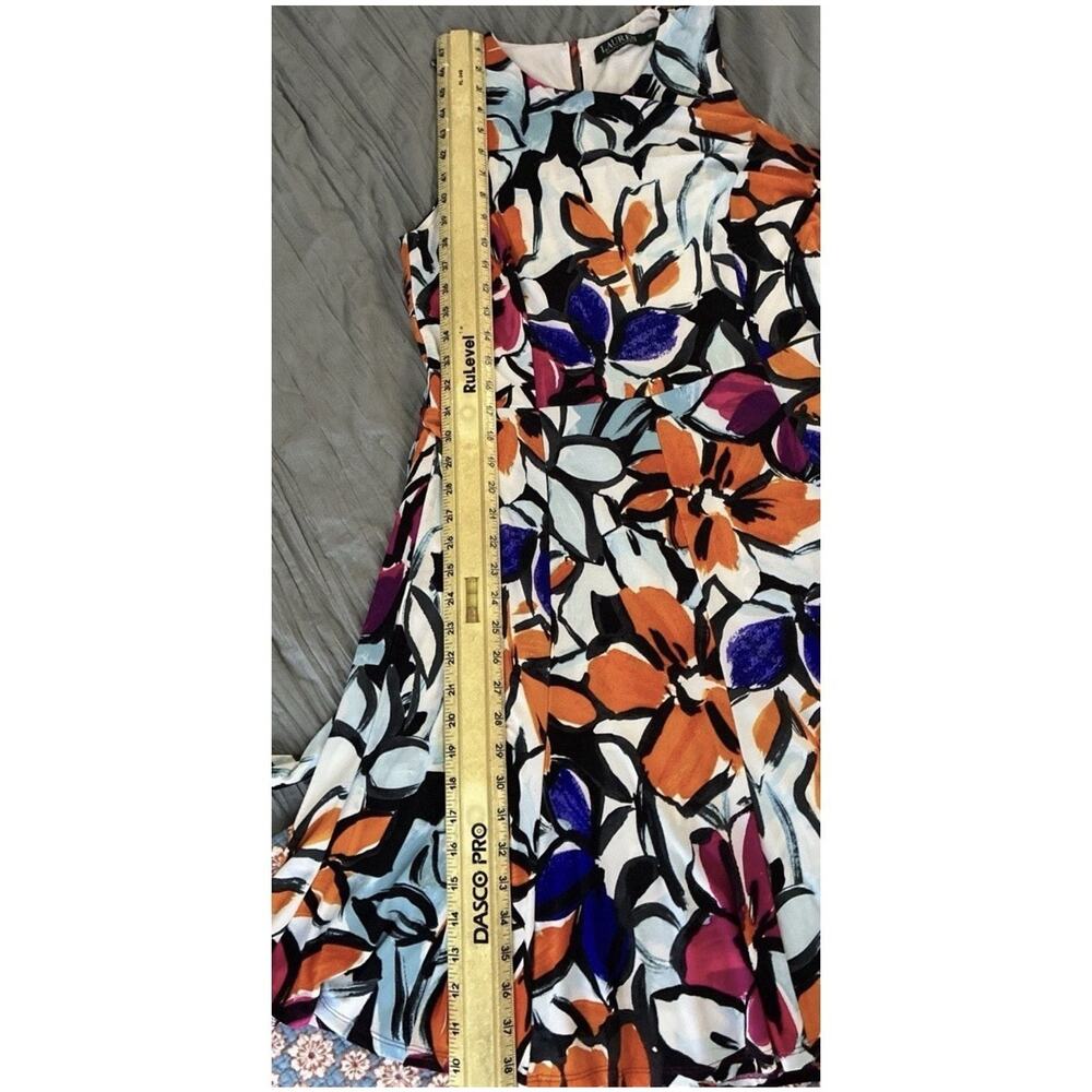 Lauren Ralph Lauren Floral Wrap Dress Sleeveless Fit Flare Belted Size 10 - Picture 7 of 8